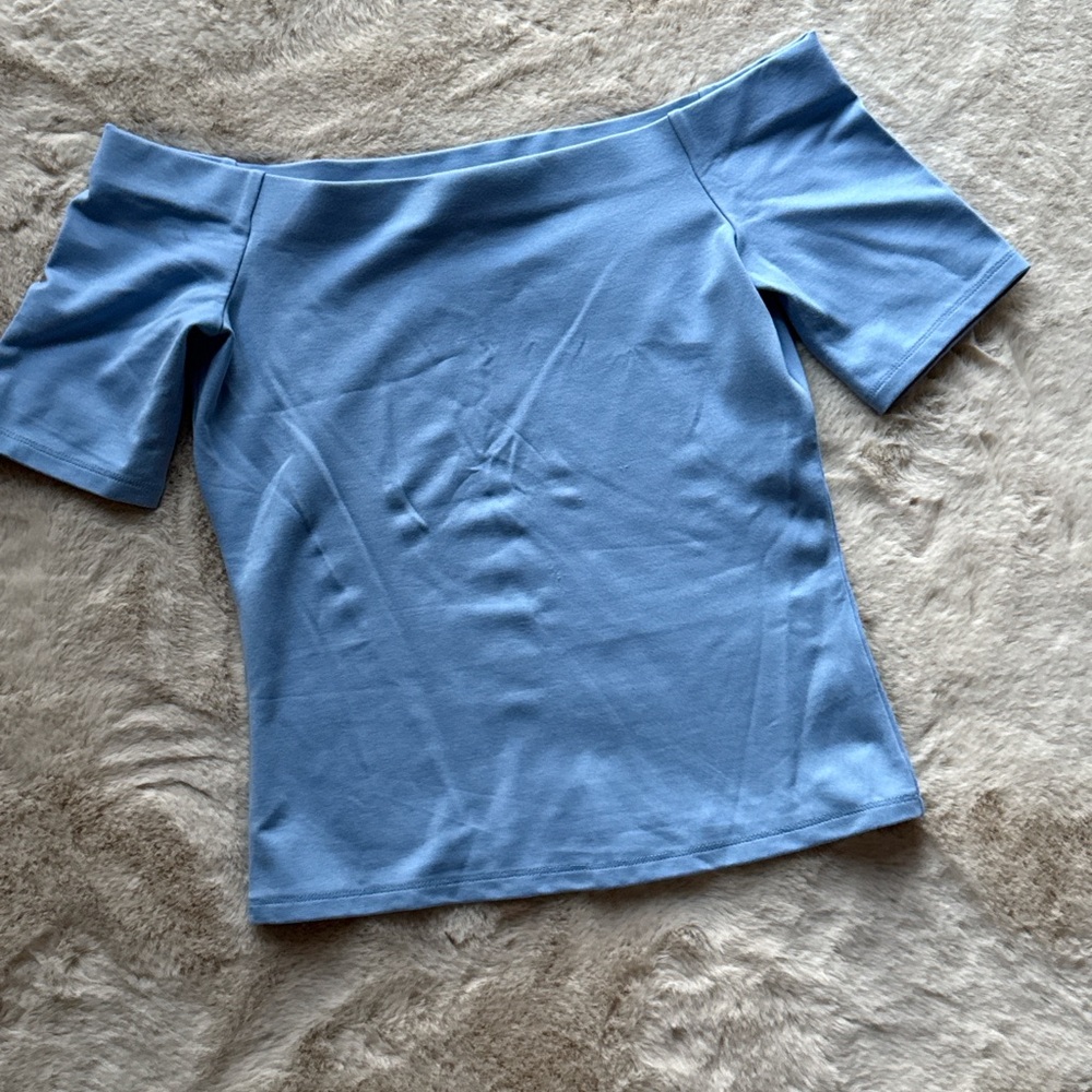 Off-Shoulder Light Blue Top